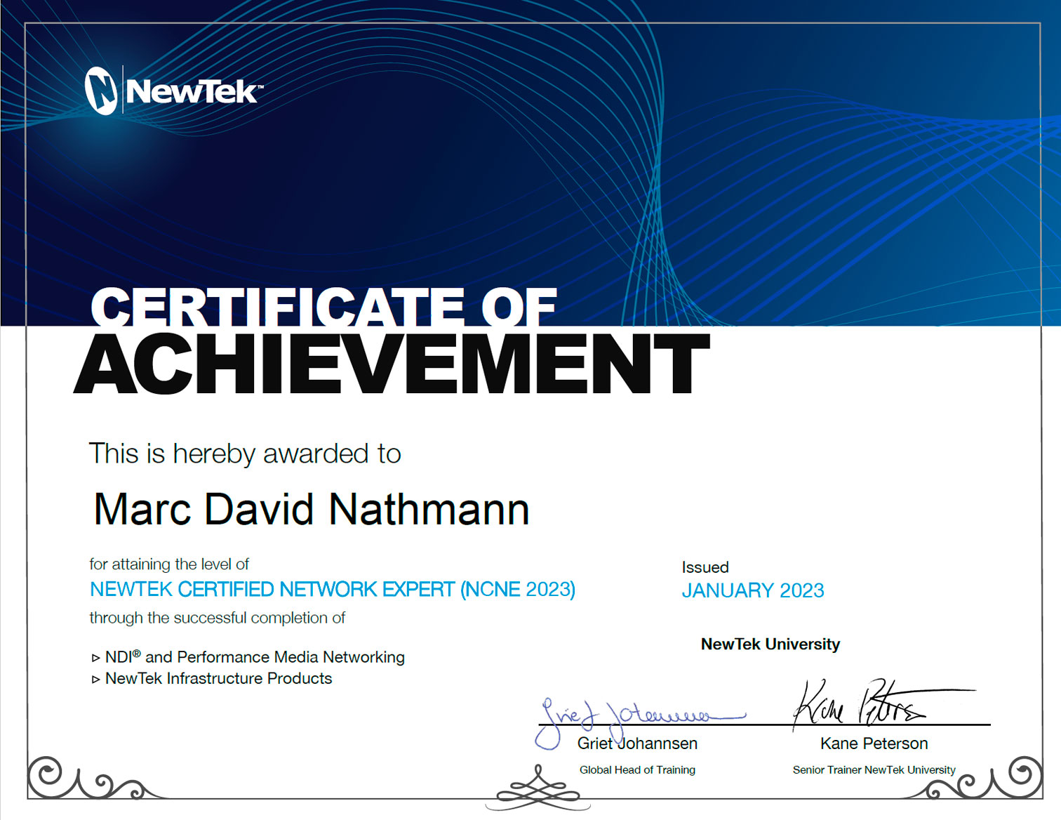 NewTek Certified Network Expert